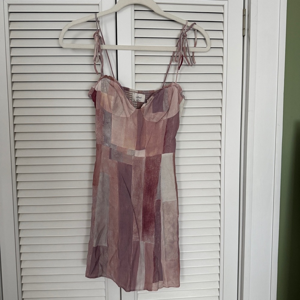 Aritzia Baby Pink Tie-Strap Mini Dress